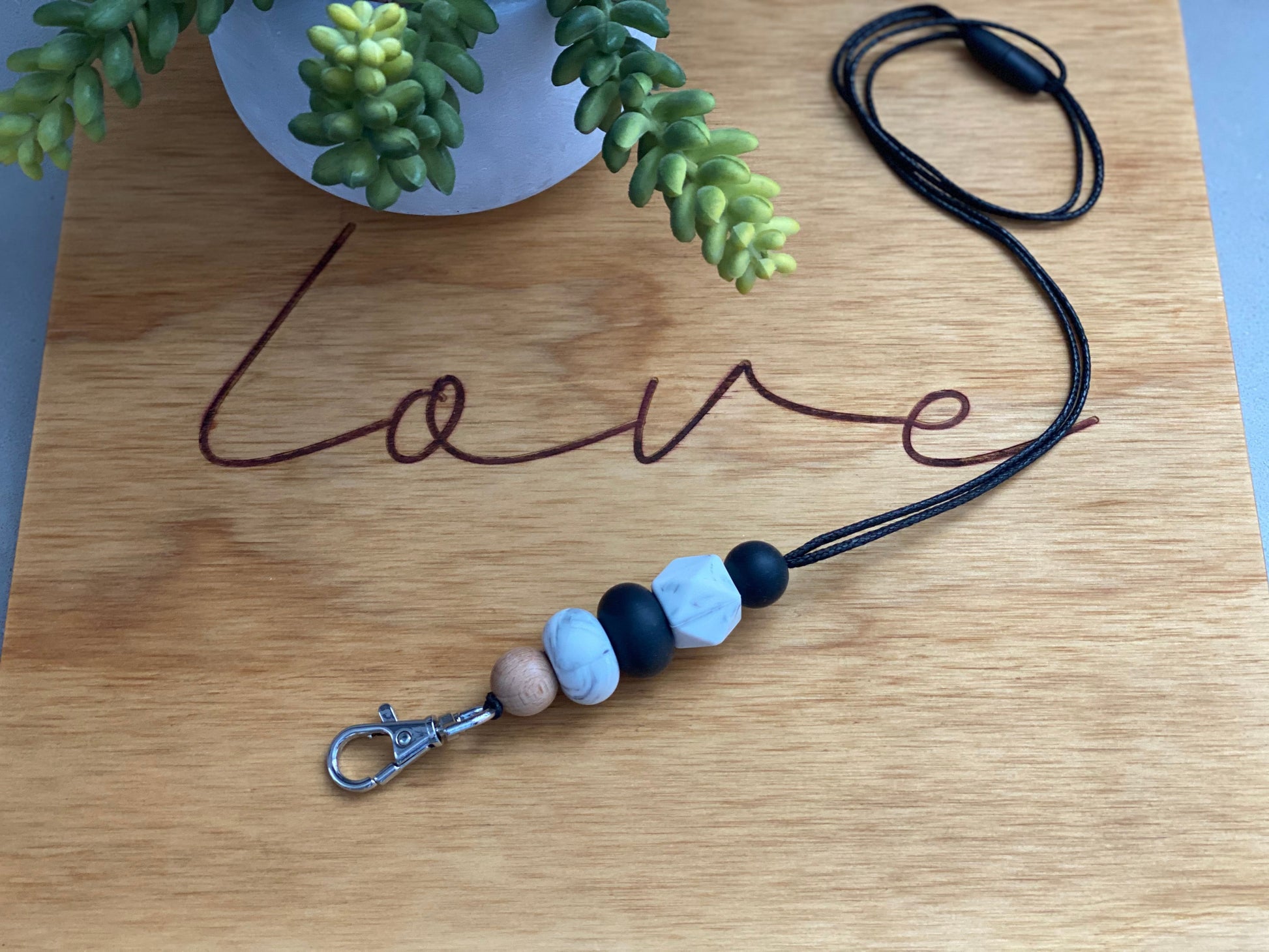 Black & Marble lanyard